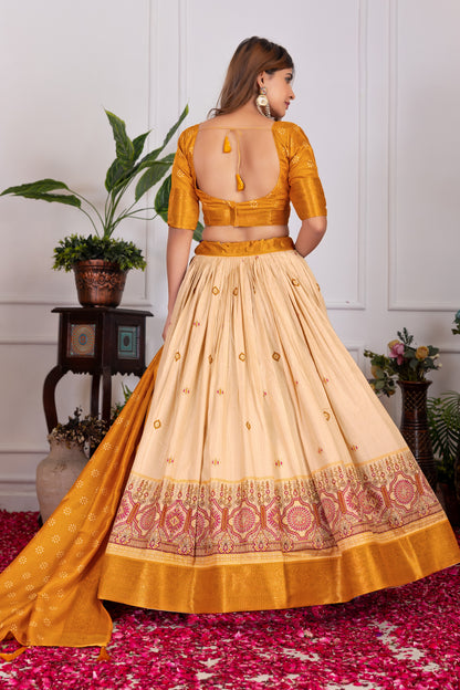 perfectly blended Tussar silk lehenga for festive season