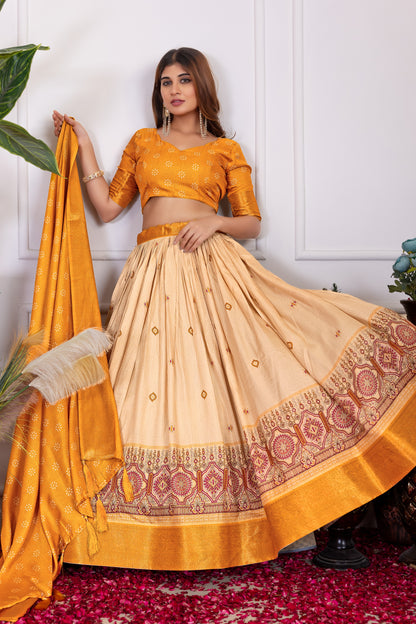perfectly blended Tussar silk lehenga for festive season