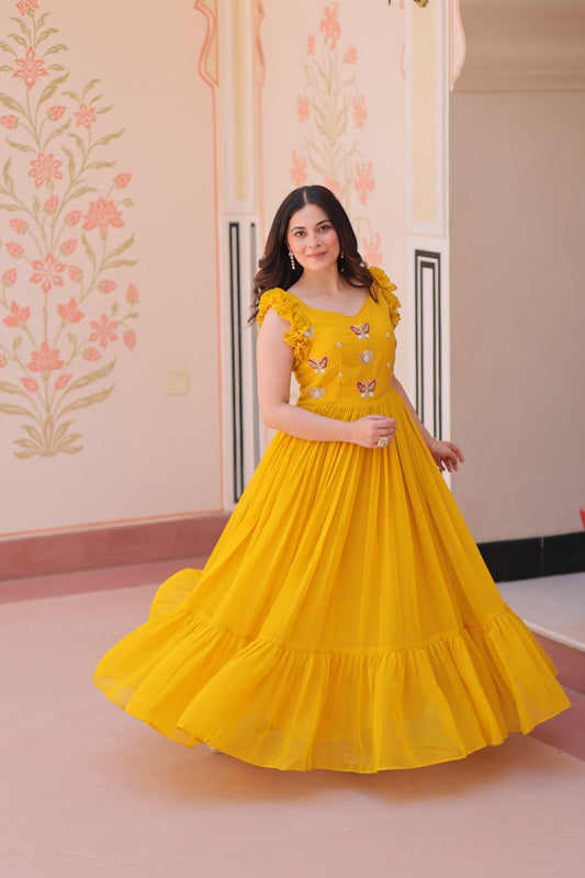 Yellow Color Beautiful Fashion Wear Gown