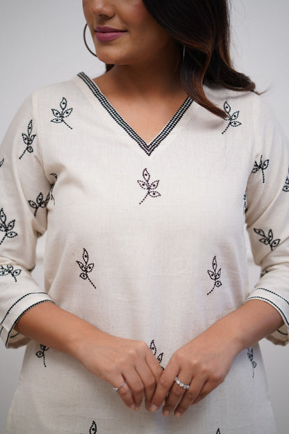 Women's Cotton Floral Printed Straight Kurta Set with Pant